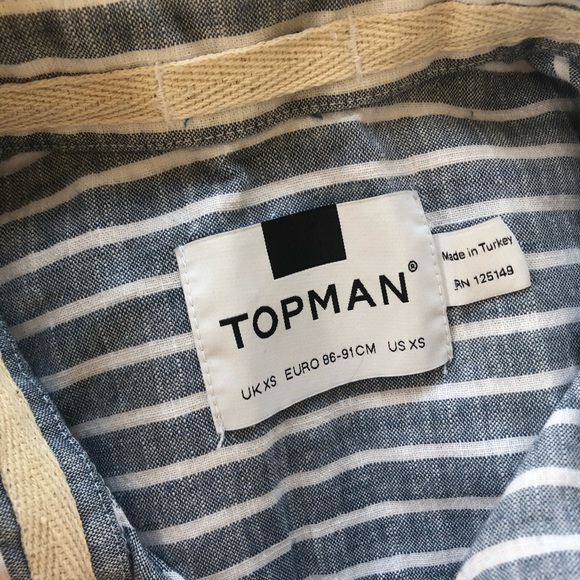 Topman Striped Twill Long-Sleeve Button-Down Shirt - Picture 2 of 7